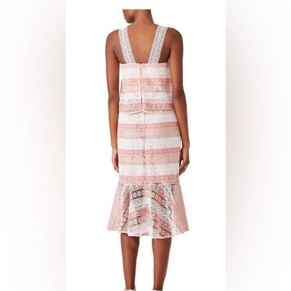 Shoshanna Chic Pink crochet Lace Layered Dress, US8 - Picture 3 of 14